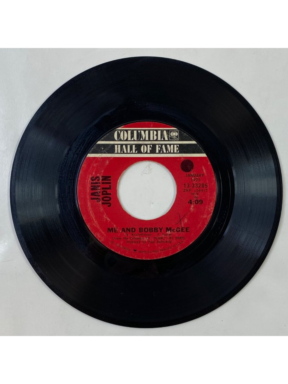 Vintage Janis Joplin 45 Rpm Single Rock Hits Vinyl Record Columbia Hall Of Fame